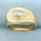 Mens Diamond Ring In 14k Yellow Gold