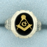 Vintage Masonic Ring In 14k White Gold