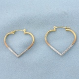 Heart Shaped Earrings In 10k Yellow, Rose And White Gold