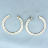 Tiffany And Co. Large Flat 1837 Hoop Earrings In .925 Sterling Silver
