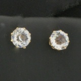 Antique Paste Synthetic Diamond Stud Earrings In 14k Yellow Gold