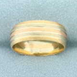 Tri Color Stacked Band Ring In 14k Yellow, White And Rose Gold
