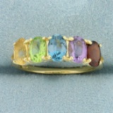Rainbow Gemstone Ring In 14k Yellow Gold