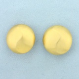 Vintage Designer Signed Givenchy Satin Finish Button Clip Earrings