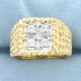 Diamond Woven Design Ring In 14k Yellow Gold