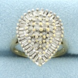 Pear Shaped Diamond Ring In 10k Yellow Gold