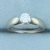 Solitaire Diamond Cathedral Engagement Ring In 14k White Gold