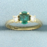 Emerald And Diamond Minimal Ring In 14k Yellow Gold
