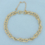 Double Cable Link Charm Bracelet In 14k Yellow Gold