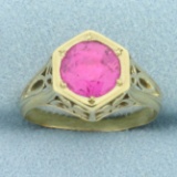 Vintage Pink Sapphire Ring In 10k Yellow Gold