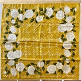 Chanel Vintage Camellia Flower Script Signature Silk 90 Scarf
