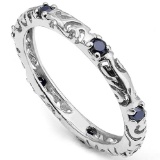 Sapphire Swirl Stackable Ring In Sterling Silver