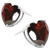 10mm Heart Cut Garnet 8ctw Stud Earrings In Sterling Silver