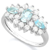 Baby Swiss Blue Topaz 3-stone Ring In Sterling Silver