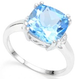 4.6ct Sky Blue Topaz & Diamond Ring In Sterling Silver