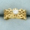 Unique 1/5ct Diamond Solitaire Cut Out Design Ring In 18k Yellow Gold