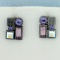 Givenchy 4g Logo Geometric Purple Rhinestone Crystal Button Earrings