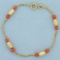 Italian Red Coral And Ball Bead Bracelet In 18k Yellow Gold