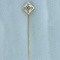 Antique Art Deco Sapphire Stick Pin In 14k White And Yellow Gold