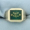 Jade Baha'i Ringtone Symbol Ring In 10k Yellow Gold
