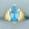 Swiss Blue Topaz Ring In 14k Yellow Gold