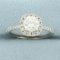 Diamond Halo Engagement Ring In 14k White Gold