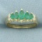 Natural Emerald And Diamond Ring In 14k Yellow Gold