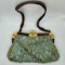 Valentino Garavani Seafoam Green Blue Crystal Jewel Wood Frame Vintage Evening Bag