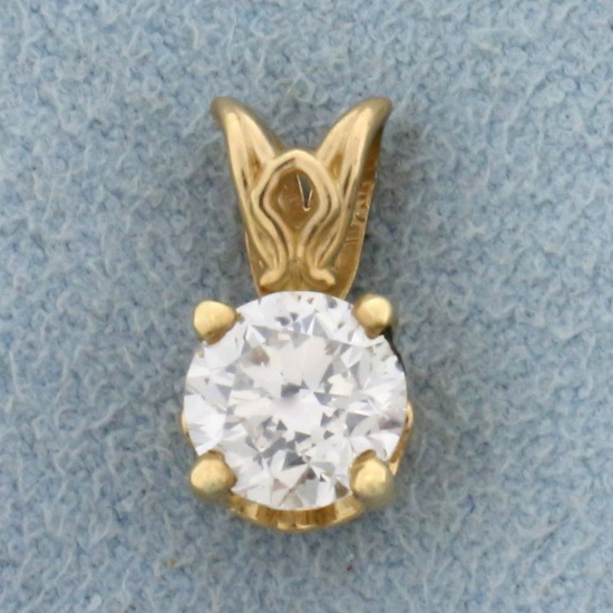 3/4ct Solitaire Diamond Pendant In 14k Yellow Gold