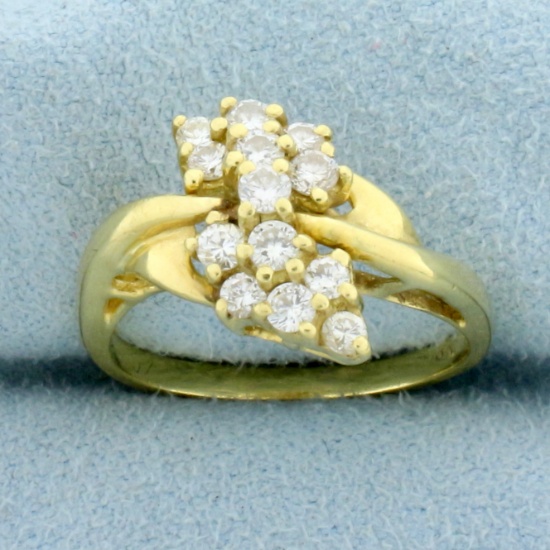 Vintage Diamond Cluster Ring In 18k Yellow Gold