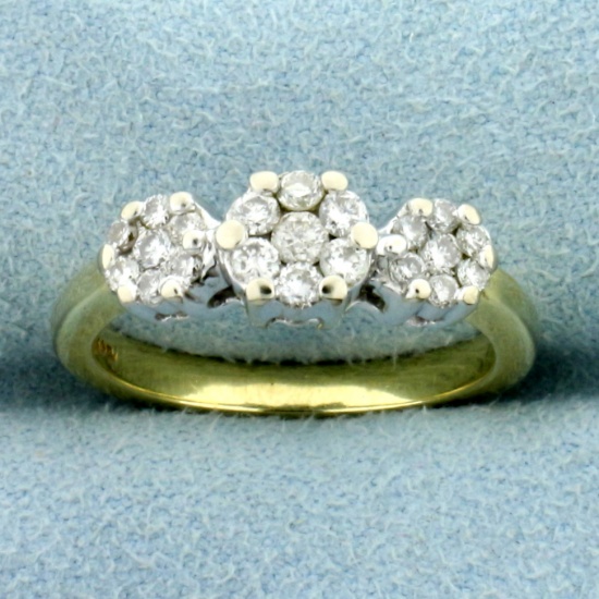 1/2ct Tw Diamond Flower Design Ring In 14k Yellow And White Gold