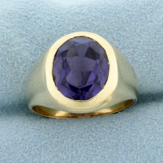 5ct Color Changing Lab Sapphire Ring In 10k Yellow Gold