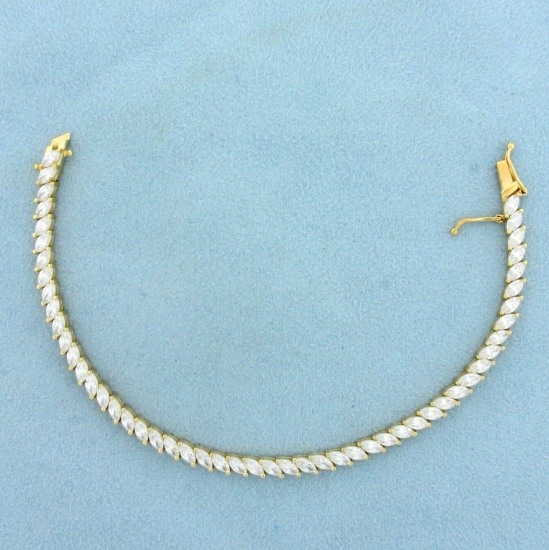 12ct Tw Cz Tennis Bracelet In 14k Yellow Gold