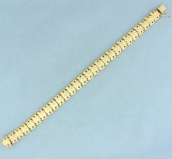 Diamond Cut Designer Bracelet In 14k Yellow Gold