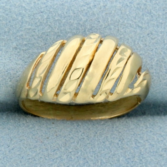 Diamond Cut Dome Ring In 14k Yellow Gold