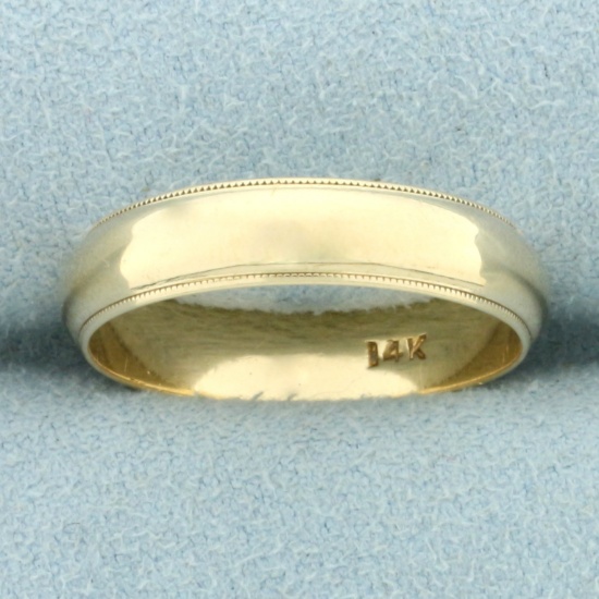 5mm Milgrain Beaded Edge Wedding Band Ring In 14k Yellow Gold