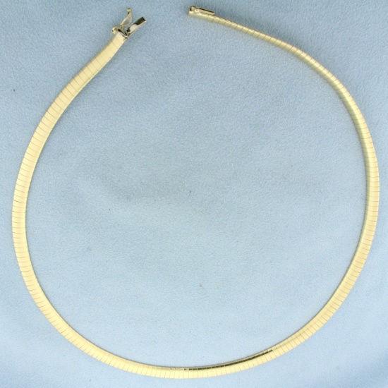 Italian Made 16 Inch Omega Link Necklace In 14k Yellow Gold