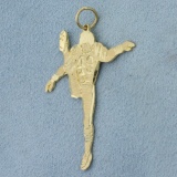 Football Player Kicker Pendant In 14k Yellow Gold