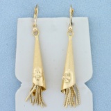 Designer Tassel Dangle Earrings In 14k Yellow Gold