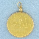 Chinese 1/2 Oz Gold Panda Coin Pendant In 14k Yellow Gold Bezel