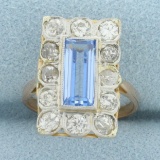 Antique Spinel And Old Mine Cut Diamond Edwardian Era Ring In 14k Yellow Gold