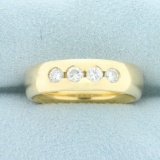Mens Diamond Wedding Band Ring In 14k Yellow Gold