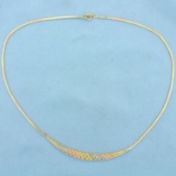 Italian Tri Color Bib Necklace In 14k White, Rose And Yellow Gold