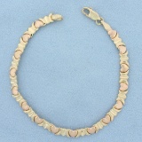 Heart Link Bracelet In 14k Yellow And Rose Gold