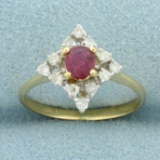 Pink Sapphire And Diamond Ring 14k Yellow Gold