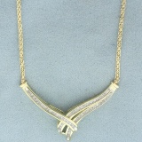 Diamond V Design Necklace In 10k Yellow Gold
