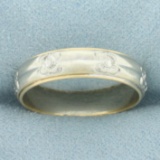 Two Tone Flower Band Ring In 14k White And Yellow Gold