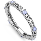 Tanzanite Swirl Stackable Ring In Sterling Silver