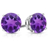 10mm Round Cut Amethyst 7.5ctw Stud Earrings In Sterling Silver