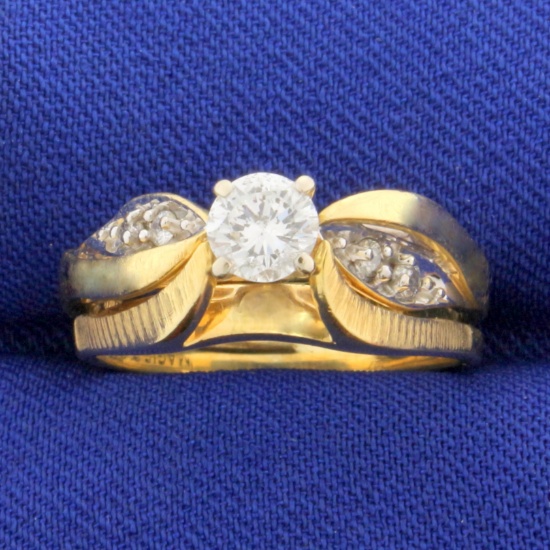 Vintage 1/2ct Tw Diamond Engagement Ring In 14k Yellow Gold